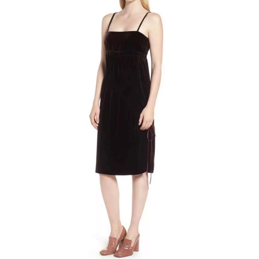 New Lewit Ruched Detail Velvet Slipdress